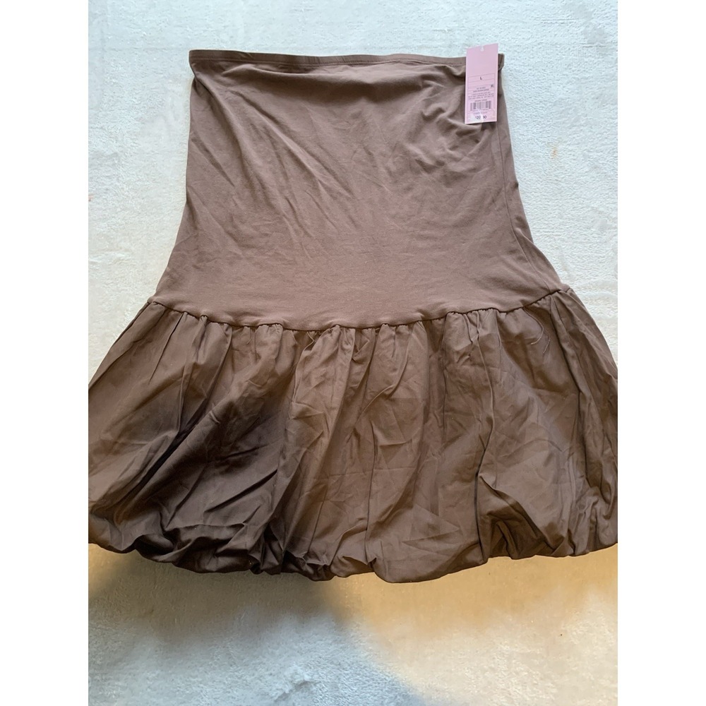 Women's Mini Strapless Tube Babydoll Dress - Wild Fable Brown Size Large NWT